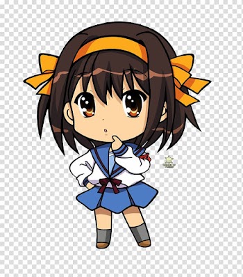 Haruhi Suzumiya Kyon Chibi Anime Female, Anime transparent background PNG clipart