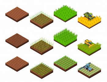 Harvest work elements set Free Vector