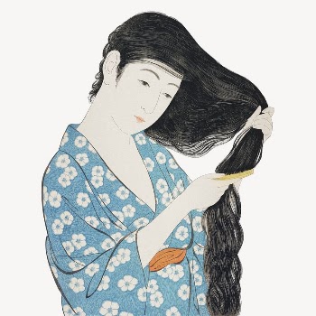 Hashiguchi's Woman Combing Her Hair | Free PSD Illustration - rawpixel