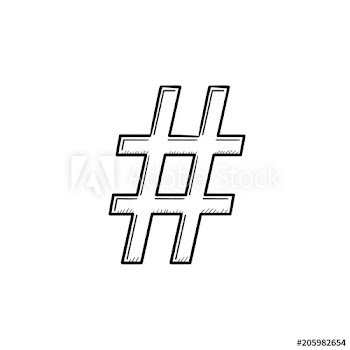 Hashtag hand drawn outline doodle icon