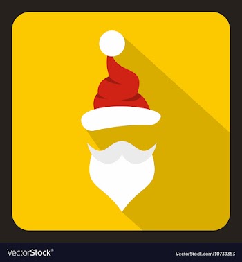 Hat and beard of Santa Claus icon flat style vector image