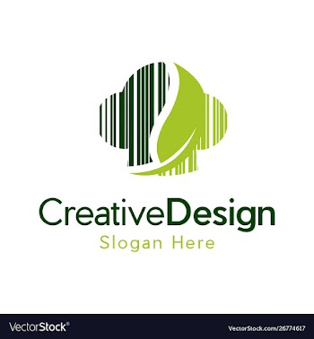 Hat chef bar code leaves naturally logo vector image