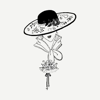 Hat lady, fashion drawing, vintage | Free PSD - rawpixel