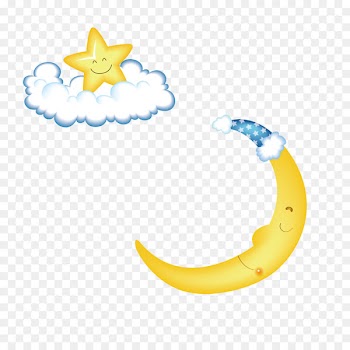 Hat Moon Designer Clip art - Wearing a hat cute moon and stars on the clouds 