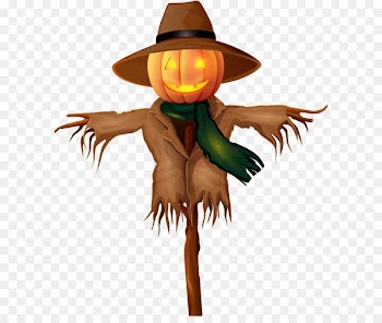 Hat Tree Character Illustration - Halloween Scarecrow PNG Gold Clip Art 