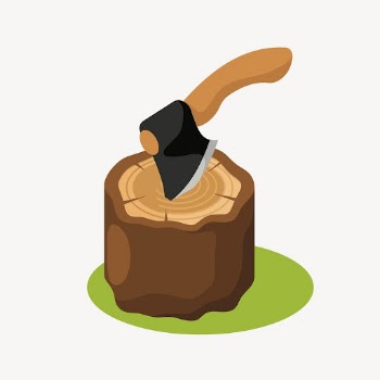 Hatchet and stump sticker, illustration | Free Vector - rawpixel