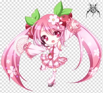 Hatsune Miku Chibi Anime Drawing Vocaloid, sakura transparent background PNG clipart