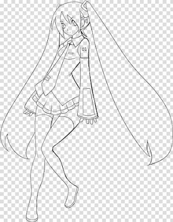 Hatsune Miku Drawing Anime Line art, hatsune miku transparent background PNG clipart
