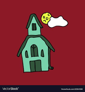 Haunted house and full moon with ghosthorror vector image