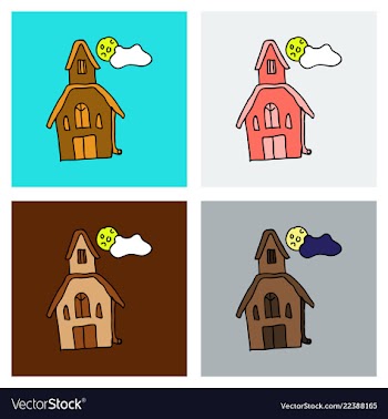 Haunted house and full moon with ghosthorror vector image