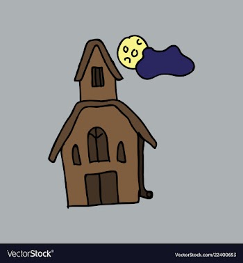 Haunted house and full moon with ghosthorror vector image