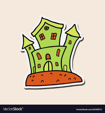Haunted house and full moon with ghosthorror vector image