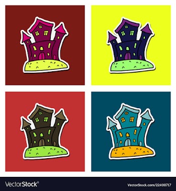 Haunted house and full moon with ghosthorror vector image