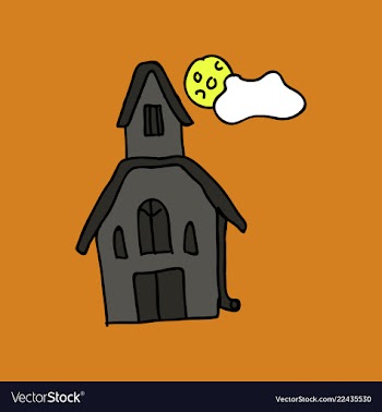 Haunted house and full moon with ghosthorror vector image