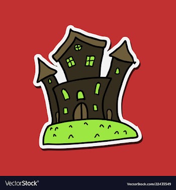 Haunted house and full moon with ghosthorror vector image