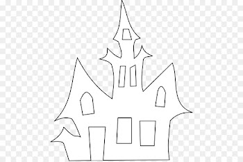 Haunted house Halloween Silhouette Clip art - ink drawing halloween castle halloween bat 
