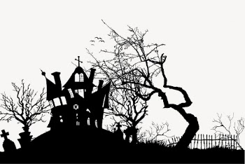 Haunted house  silhouette clipart, | Free Vector - rawpixel