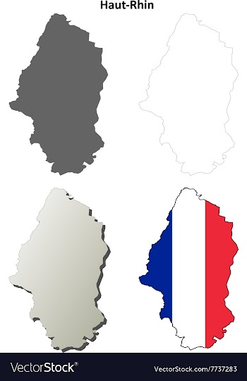 Haut-Rhin Alsace outline map set vector image