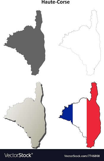 Haute-Corse Corsica outline map set vector image