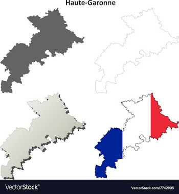 Haute-Garonne Midi-Pyrenees outline map set vector image
