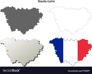 Haute-Loire Auvergne outline map set vector image