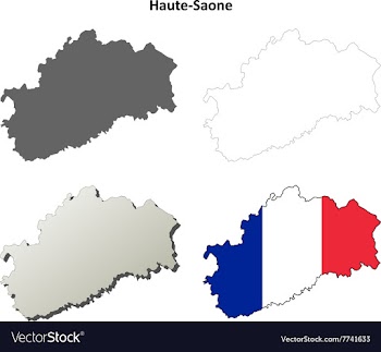 Haute-Saone Franche-Comte outline map set vector image