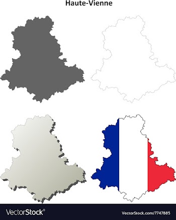 Haute-Vienne Limousin outline map set vector image