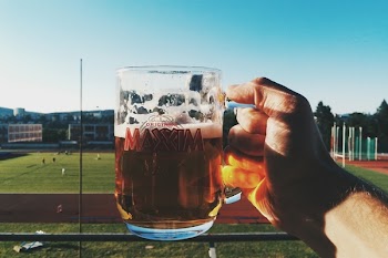 Having a beer outside 