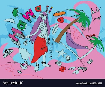 Hawaii doodles vector image