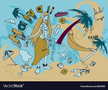 Hawaii doodles vector image