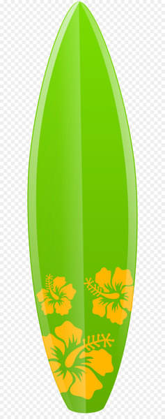 Hawaii Green Leaf Tree Flower - Surfboard PNG Clip Art 