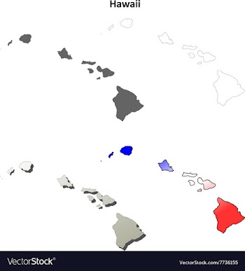 Hawaii outline map set vector image
