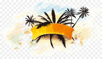 Hawaiian Beaches Miami Beach - Coconut tree watercolor effect pattern vector 
