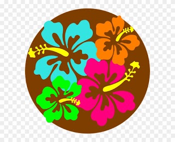 Hawaiian Flower Clipart Border - Luau Word Clip Art