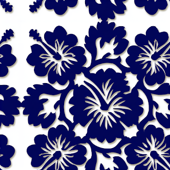 Hawaiian Quilt Pattern with Hibiscus Blossoms