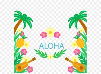 Hawaiian Tahiti Ukulele Luau - Ukulele and floral background 
