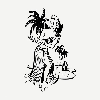 Hawaiian woman drawing, illustration psd. | Free PSD - rawpixel