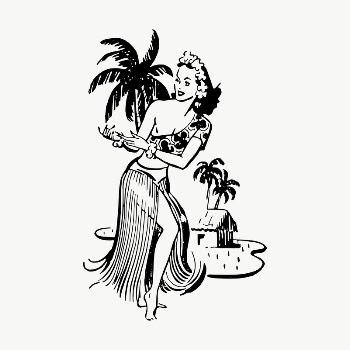Hawaiian woman drawing, illustration vector. | Free Vector - rawpixel