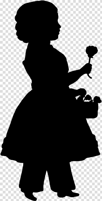 HD Victorian Era Silhouette Of Girl - Flower Girl Silhouette Png ...