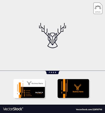 head deer creative logo template with line art