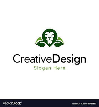 Head lion leaf naturally logo vector image