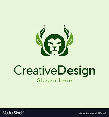 Head lion leaf naturally logo vector image