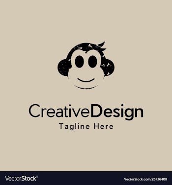 Head monkey cute animal creative logo design vector image