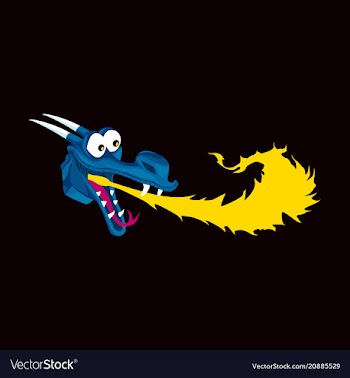 Head of cartoon dragon with fire from his mouse vector image