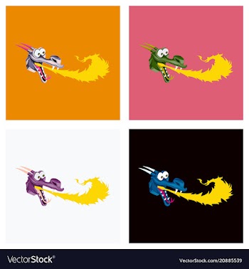 Head of cartoon dragon with fire from his mouse vector image