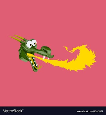 Head of cartoon dragon with fire from his mouse vector image