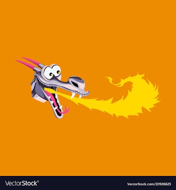 Head of cartoon dragon with fire from his mouse vector image