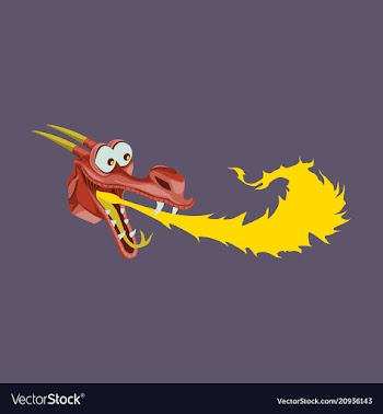 Head of cartoon dragon with fire from his mouse vector image