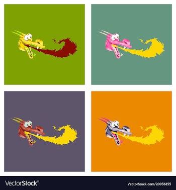 Head of cartoon dragon with fire from his mouse vector image