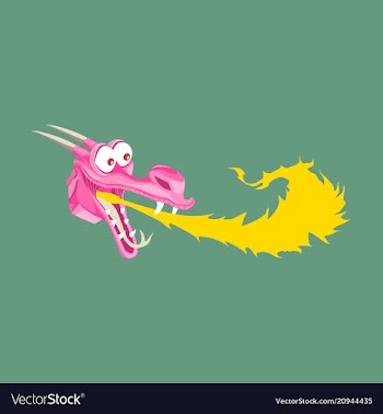 Head of cartoon dragon with fire from his mouse vector image